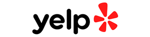 Yelp logo with black lowercase text and a red stylized speech bubble-like graphic on the right, capturing the spirit of a Maui adventure.